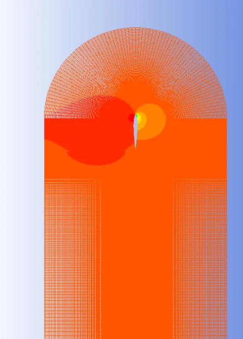 CFD propeller flow analysis showing pressure contours and boundary layer meshing for aerodynamic performance optimization.