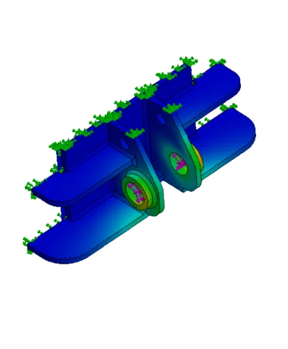 FEA Deformation plot showing affected areas on crane jaw holder