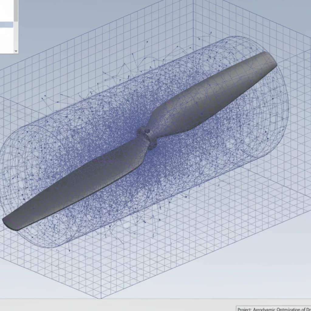 CFD computational domain setup showing meshing of the surrounding air volume.