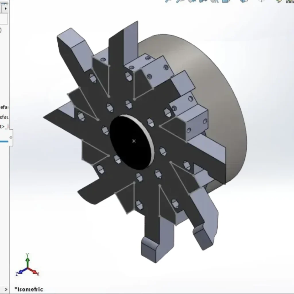 High-precision CAD model of CNC machine tool turret assembly for rotational verification.