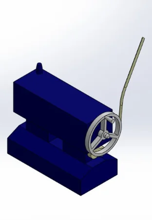 High-fidelity CAD model of industrial machine mechanism assembly.