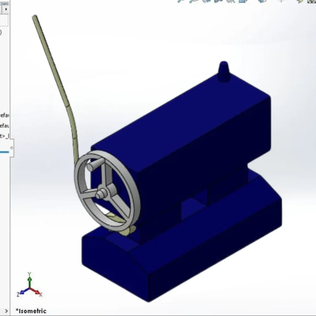High-fidelity 3D CAD model of industrial machine feed mechanism assembly for archival visualization.