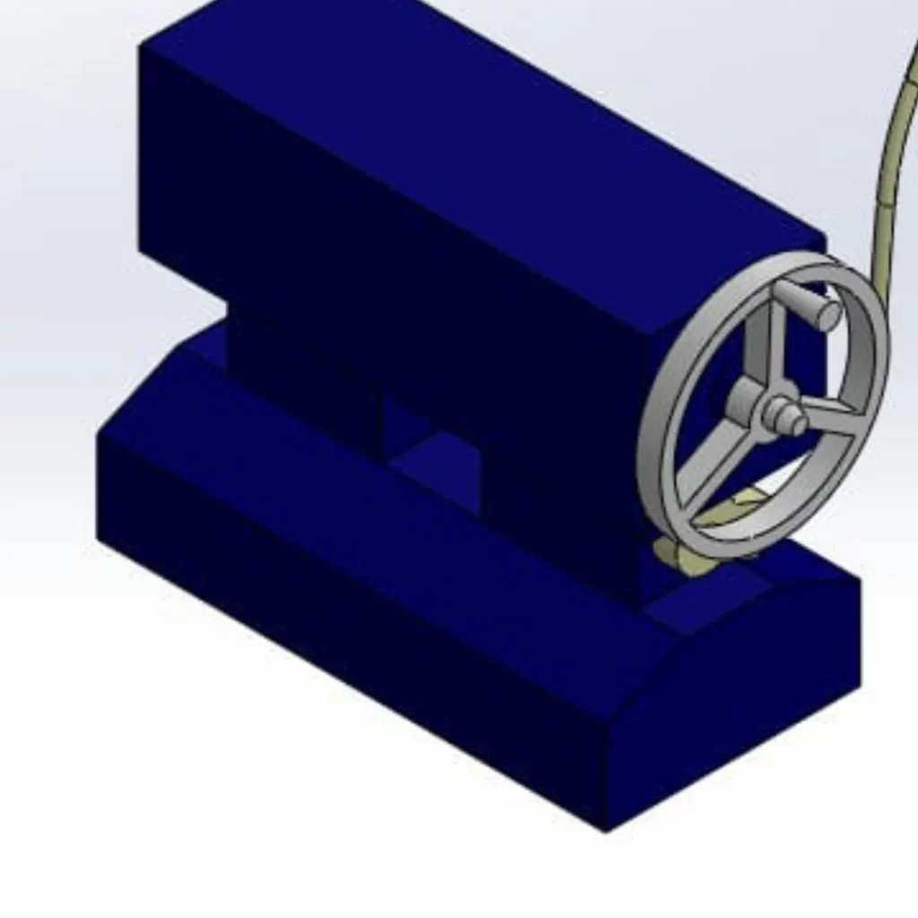 Precision CAD model of machine feed mechanism showing the assembled components.